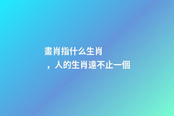 畫肖指什么生肖，人的生肖遠不止一個